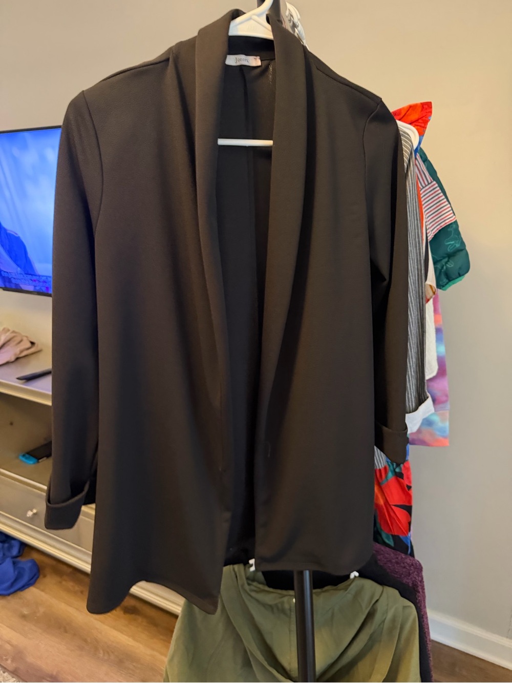 JODIFL Black Open-Front Longline Blazer